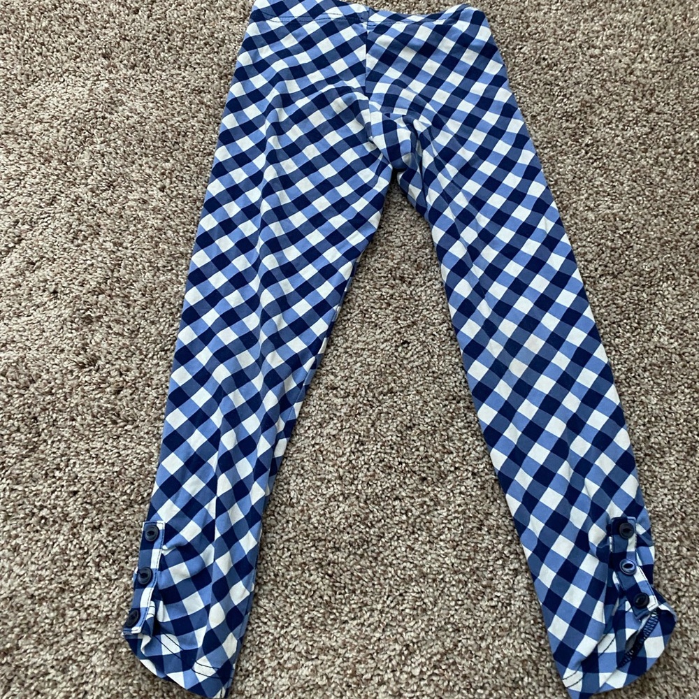Shrimp and Grits blue checkered leggings